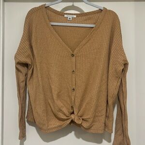 American Eagle Outfitters Tan V-Neck Sweater